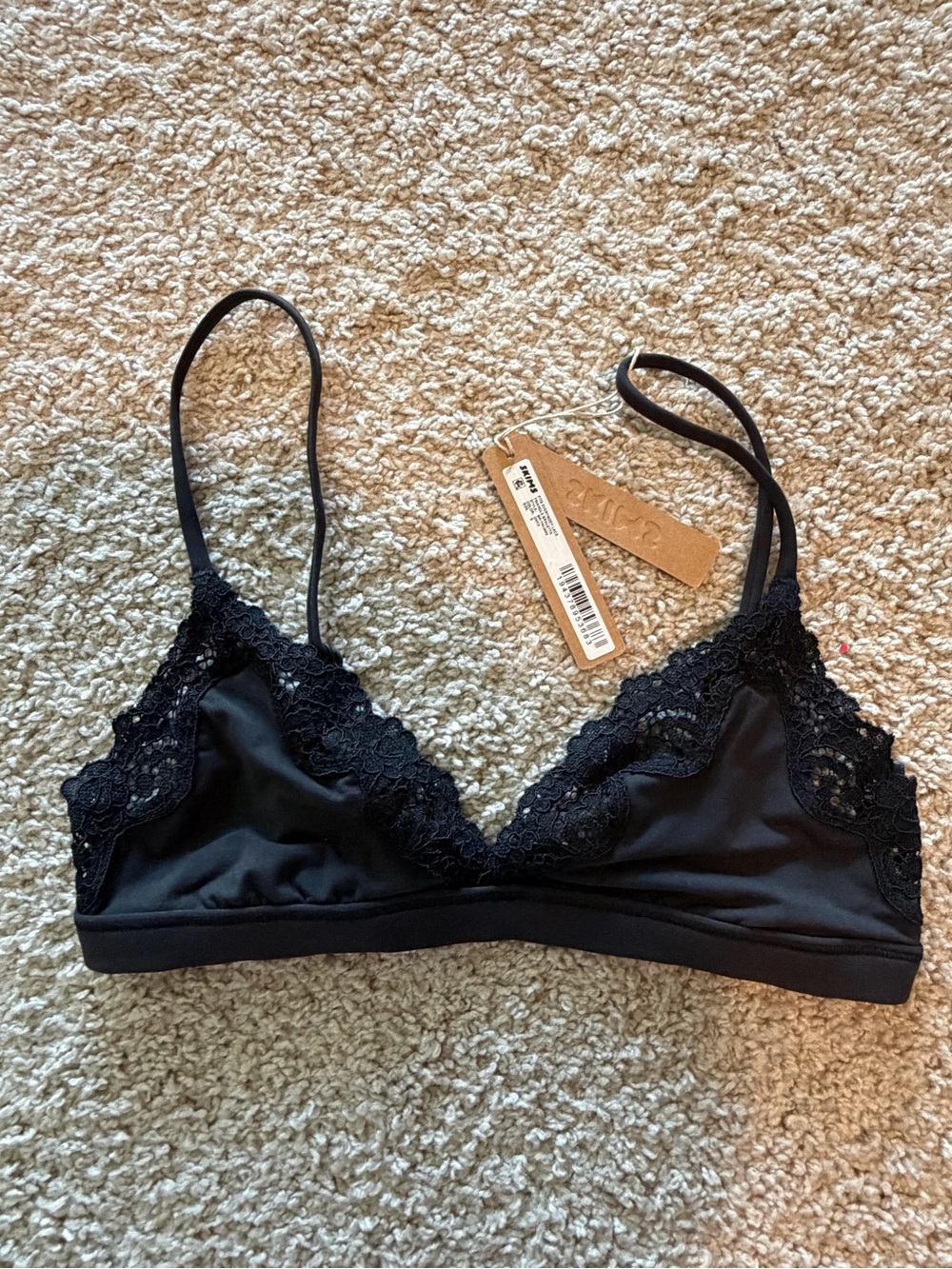 SKIMS Black Lace-Trim Bralette Sz S